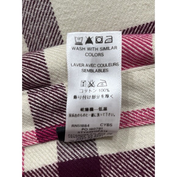 Patagonia Organic Cotton Sz 8 Button Down Shirt Pink Purple Plaid Preppy Comfy - Picture 11 of 12